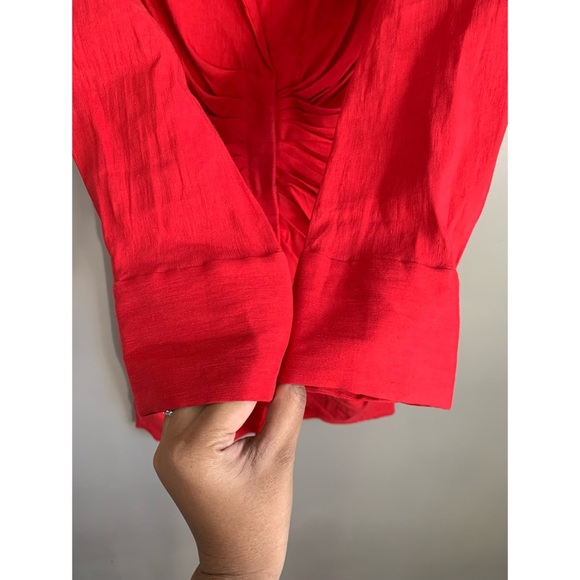 NWT Blogger Fav Zara Red Linen Draped Dress - Picture 8 of 11